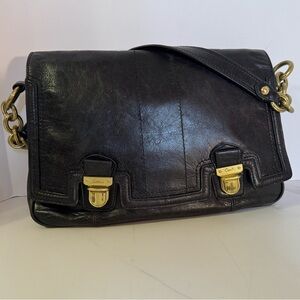 COACH LEATHER VINTAGE SHOULDER BAG PURSE BLACK 17925